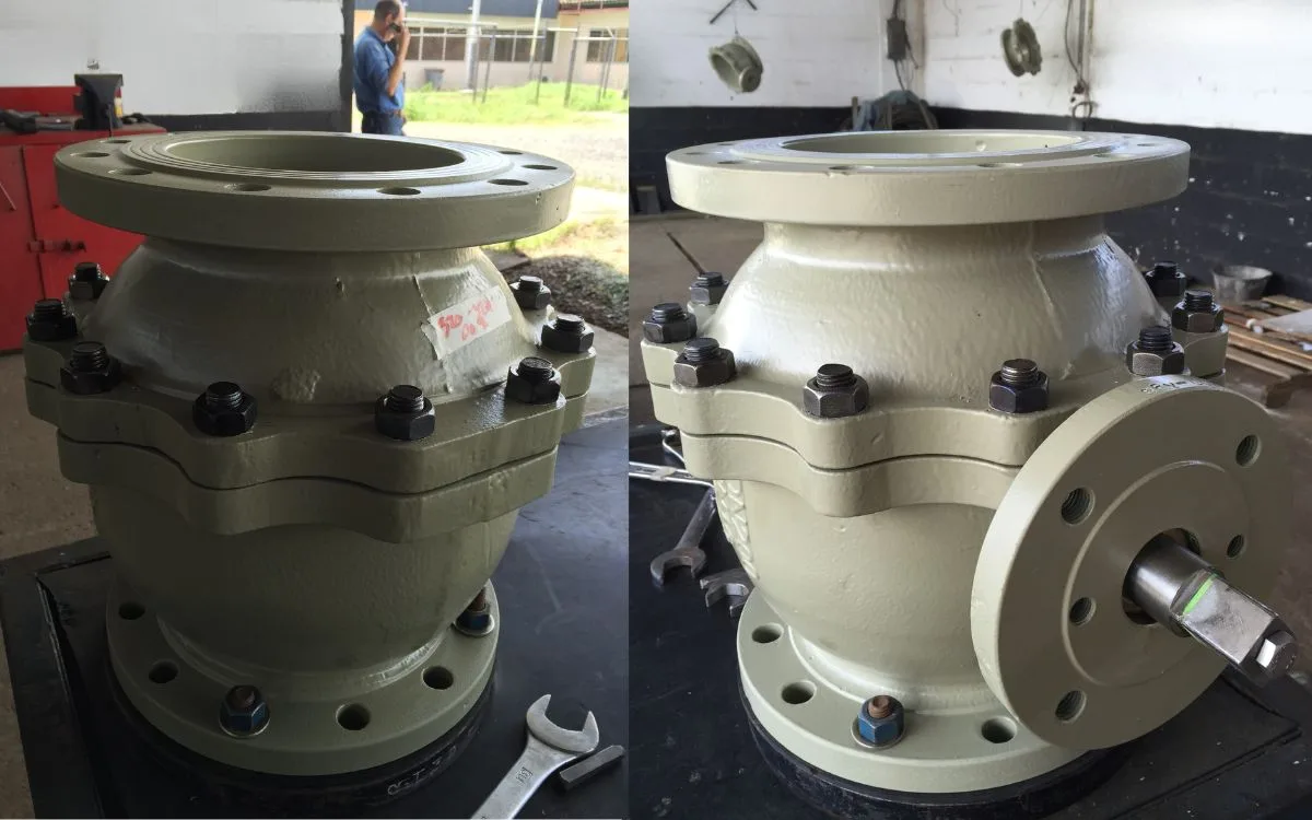 Assembly of the remanufactured 8-inch floating ball valve