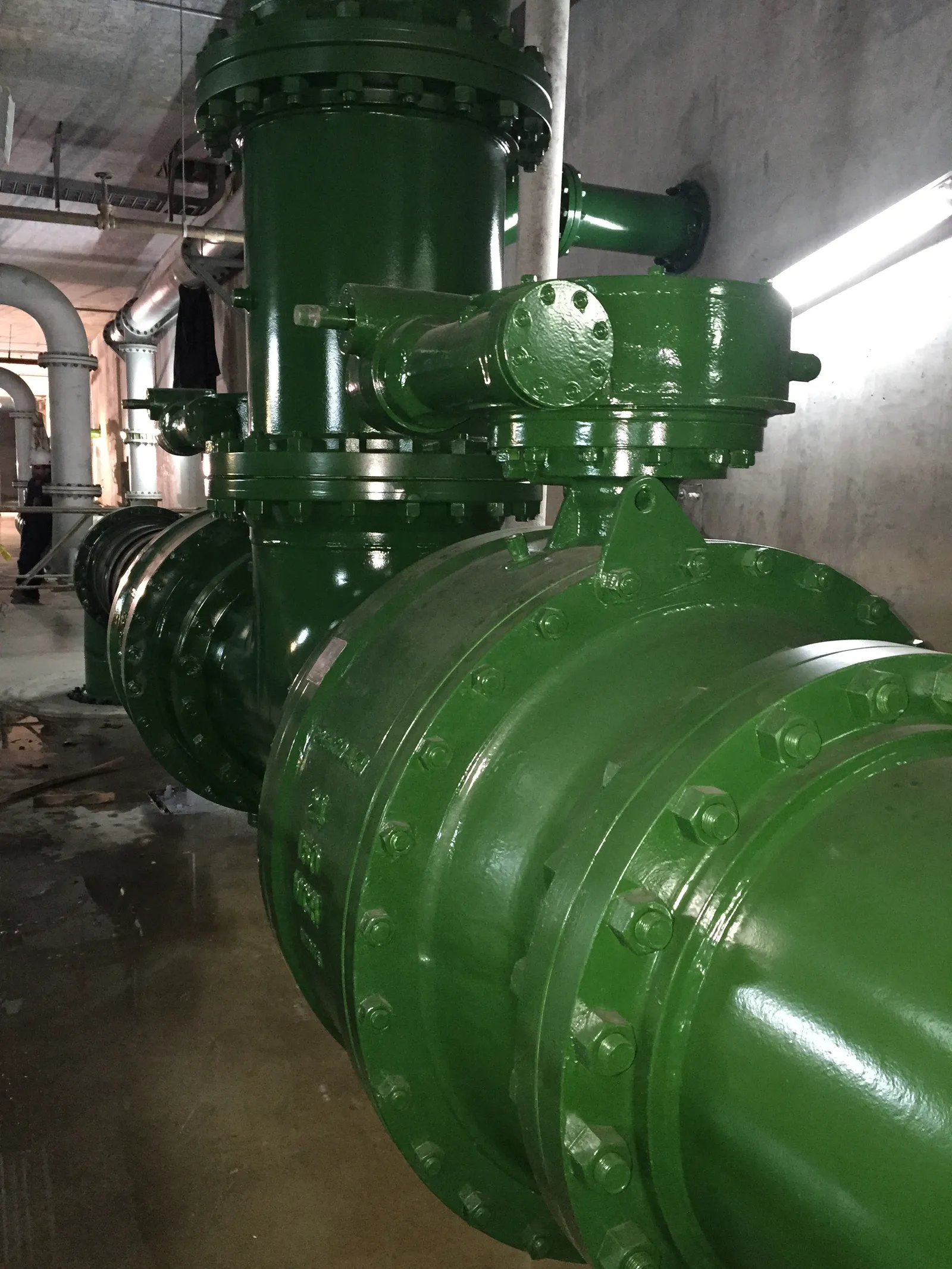 Trunnion ball valve with gearbox and expansion joint installed at Tocoma