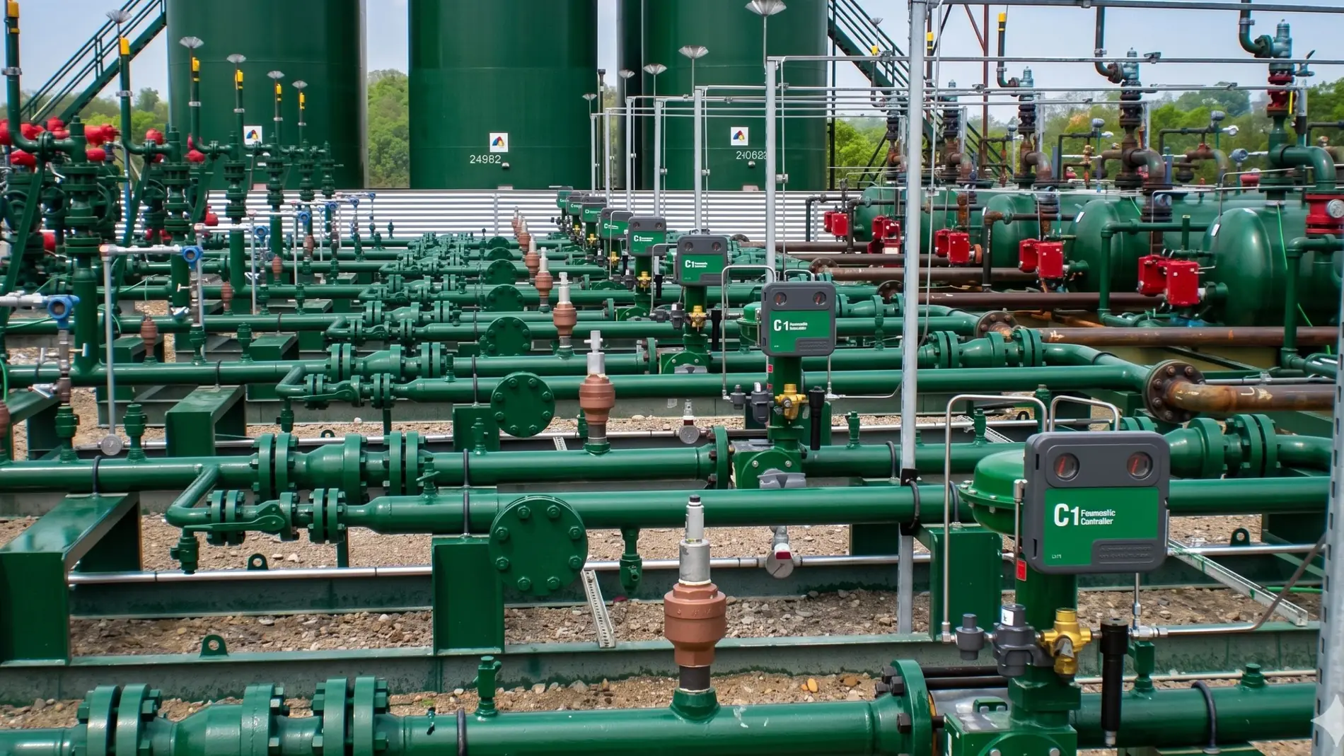 Fisher™ pneumatic controllers on a process pipeline station